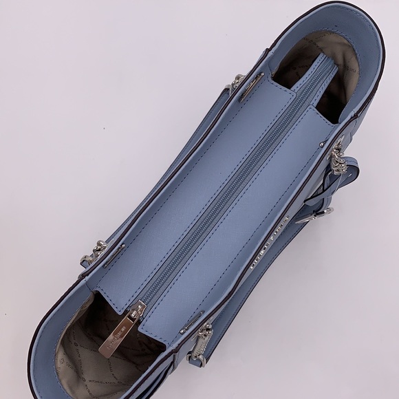 MICHAEL KORS LARGE CHAIN SHOULDER TOTE PALE BLUE COLOR - Picture 11 of 16